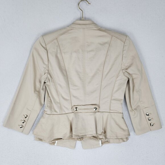 WHBM Jacket Womens 2 Cream Cropped 3/4 Sleeve Two Button Blazer Business Casual - Picture 14 of 16
